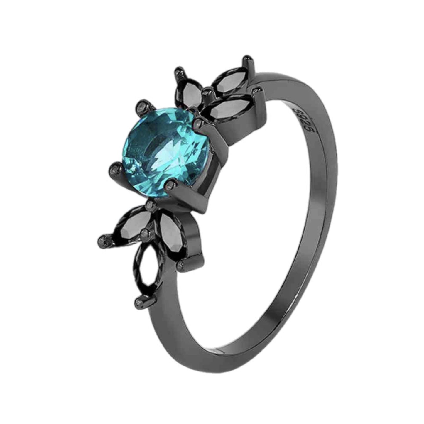 Black Sterling Silver CZ Ring