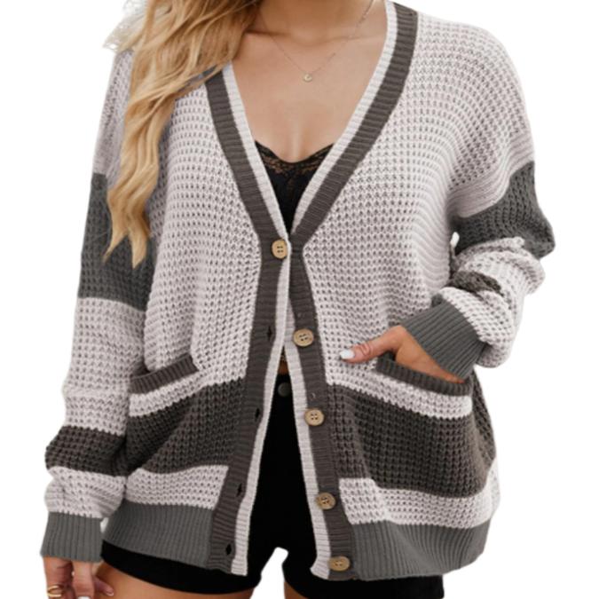 Contrast Button Up Cardigan