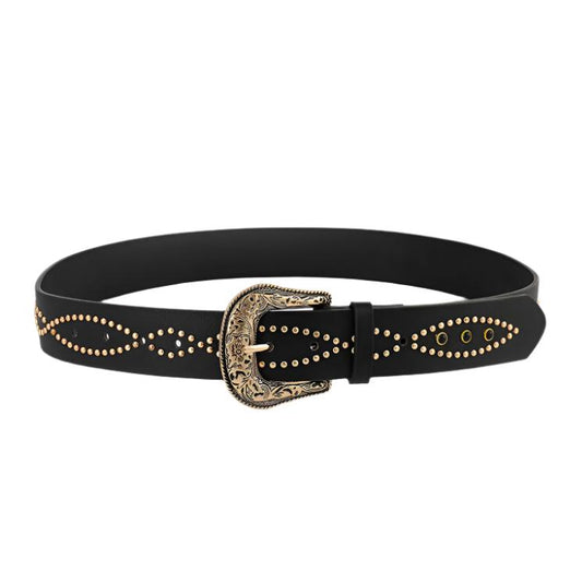 Vegan Leather Rhinestone Belt