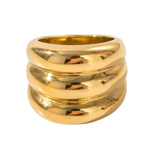 Gold Steel Bubble Ring