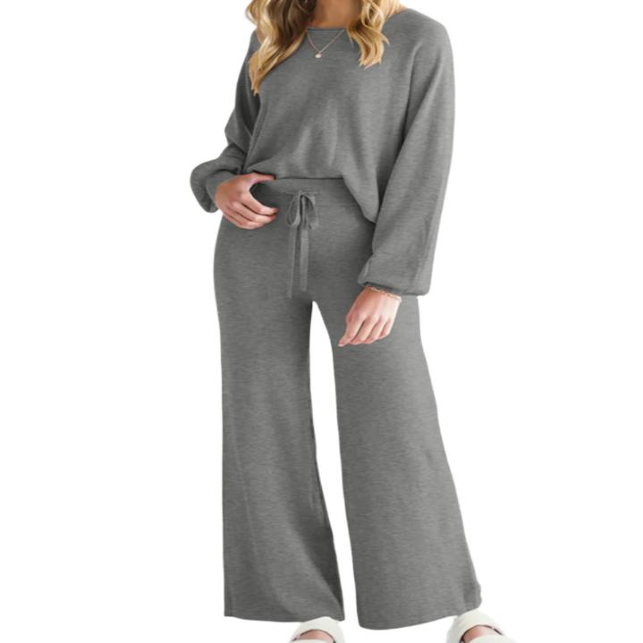 Long Sleeve Lounge Top & Drawstring Pants Set