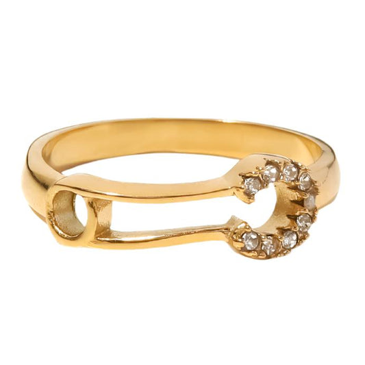 Gold Steel CZ Ring