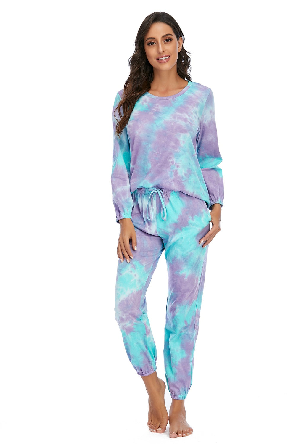 Tie-Dye Top & Drawstring Pants Lounge Set