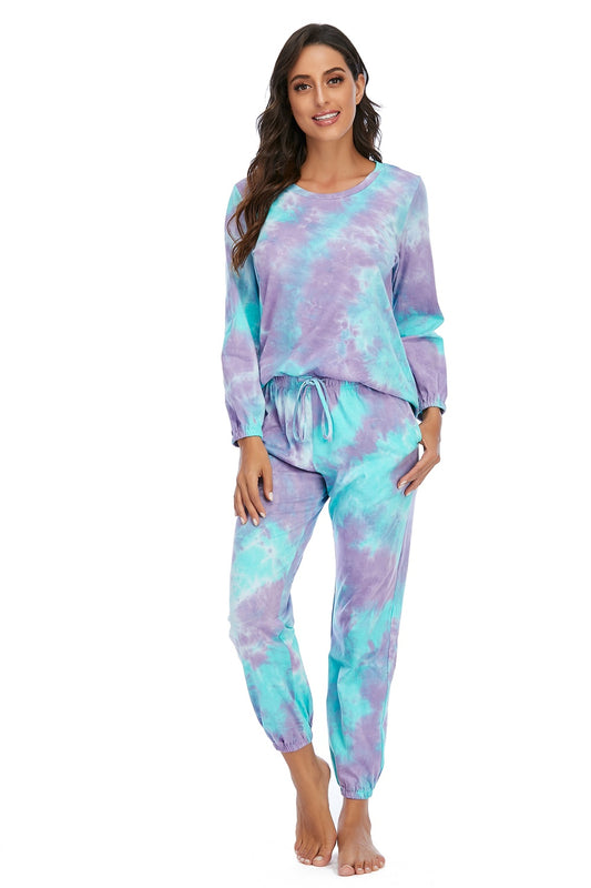 Tie-Dye Top & Drawstring Pants Lounge Set