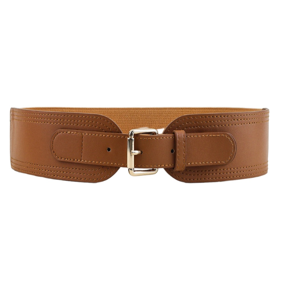 Elastic Wide Vegan Leather Belt