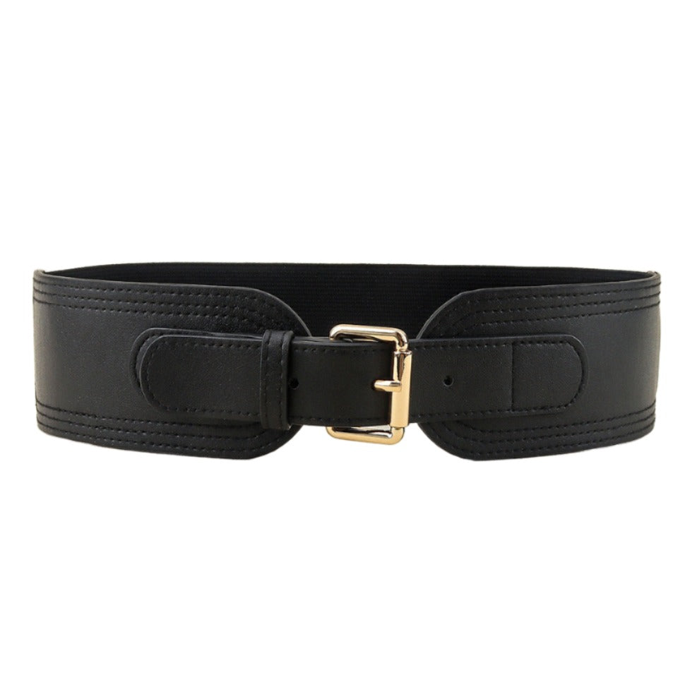 Elastic Wide Vegan Leather Belt