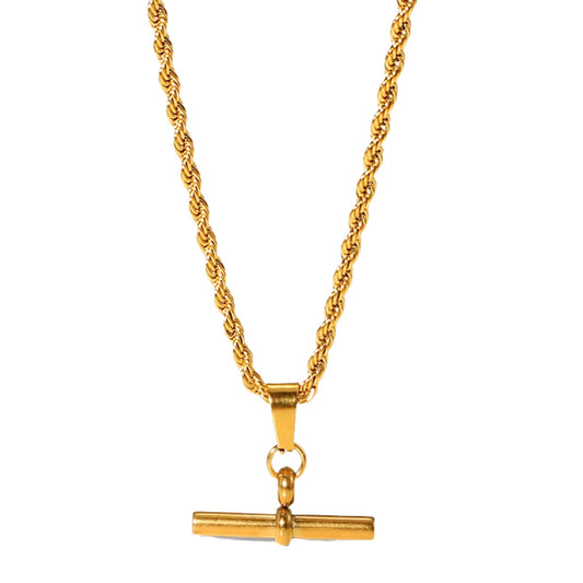 Bar Gold Steel Charm Necklace