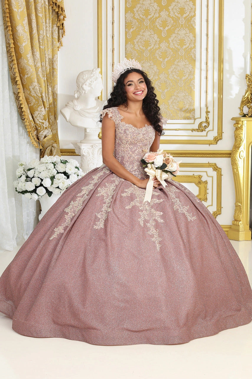 Mauve Glitter Quinceanera Corset Ball Gown