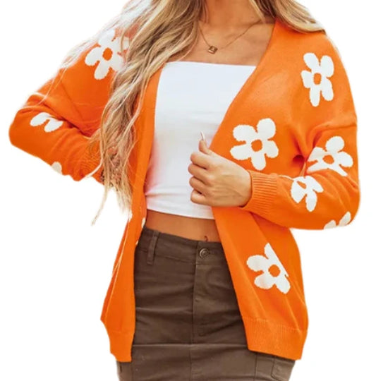 Flower Open Front Cardigan