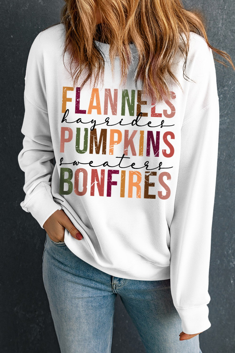 Flannels, Hayrides, Pumpkins, Sweaters, Bonfires Graphic Sweatshirt