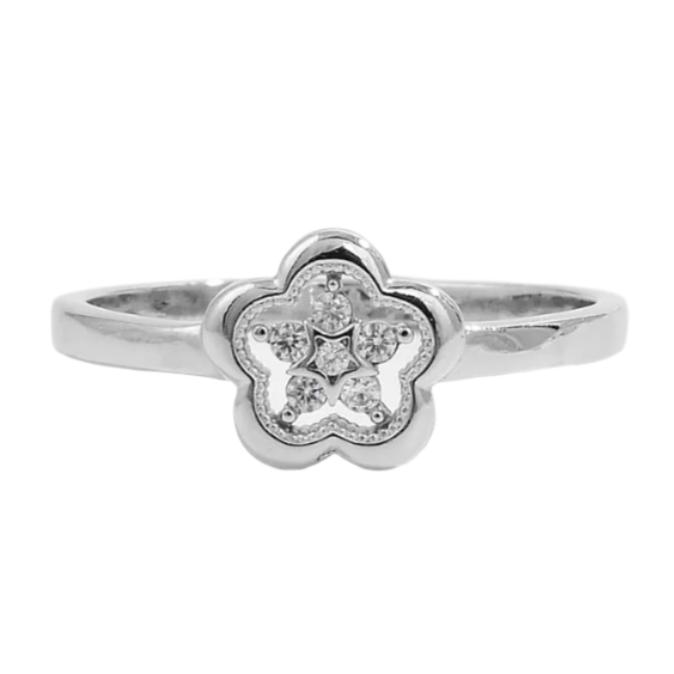 925 Sterling Silver CZ Flower Ring