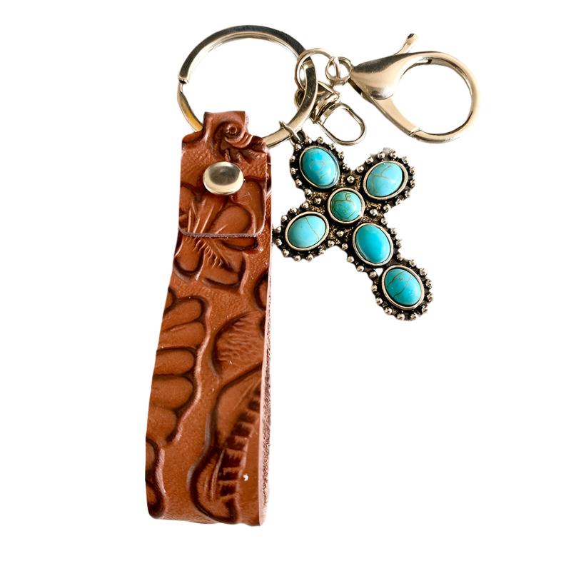 Turquoise Genuine Leather Keychain