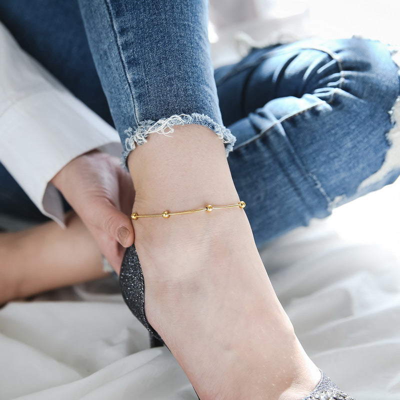 Gold Steel Satellite Chain Anklet