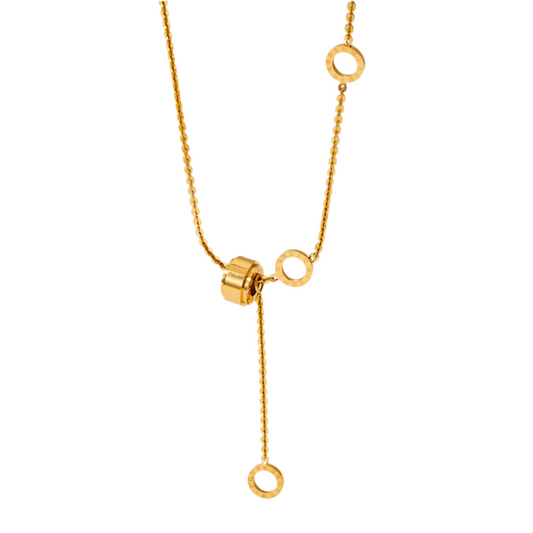 Gold or Silver Steel Lariat Charm Necklace