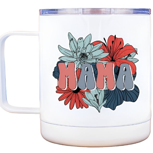 Mama Patriotic Floral Travel Mug Cup