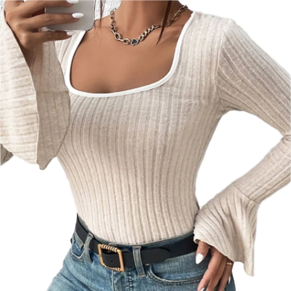 Scoop Neck Long Sleeve T-Shirt