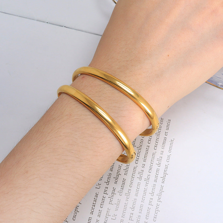 Gold Steel Bangle Bracelet