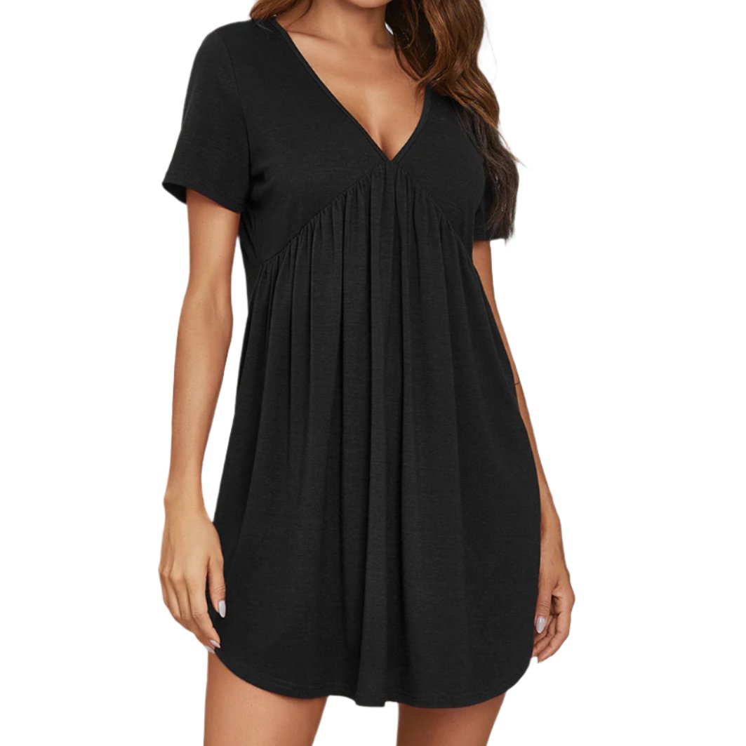 V-Neck Short Sleeve Sleep Dress