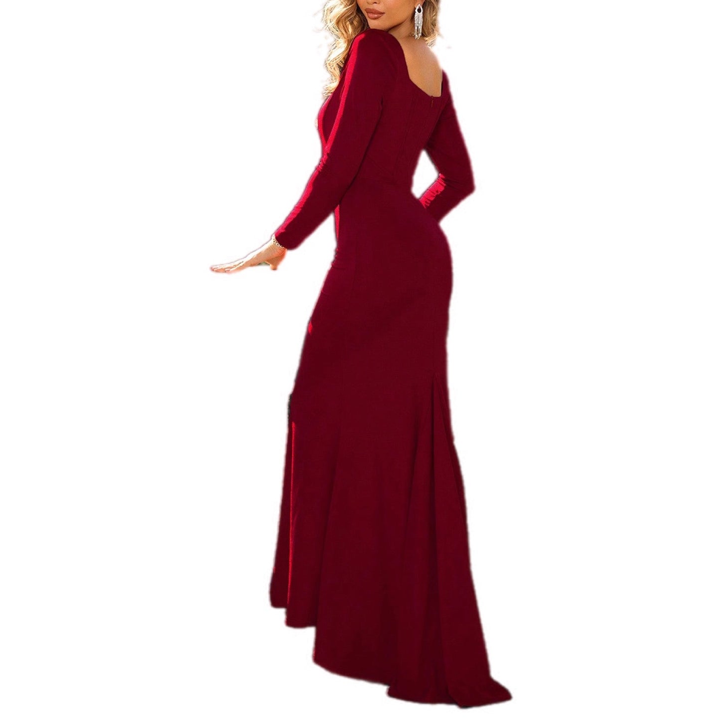 Square Neck Long Sleeve Dress