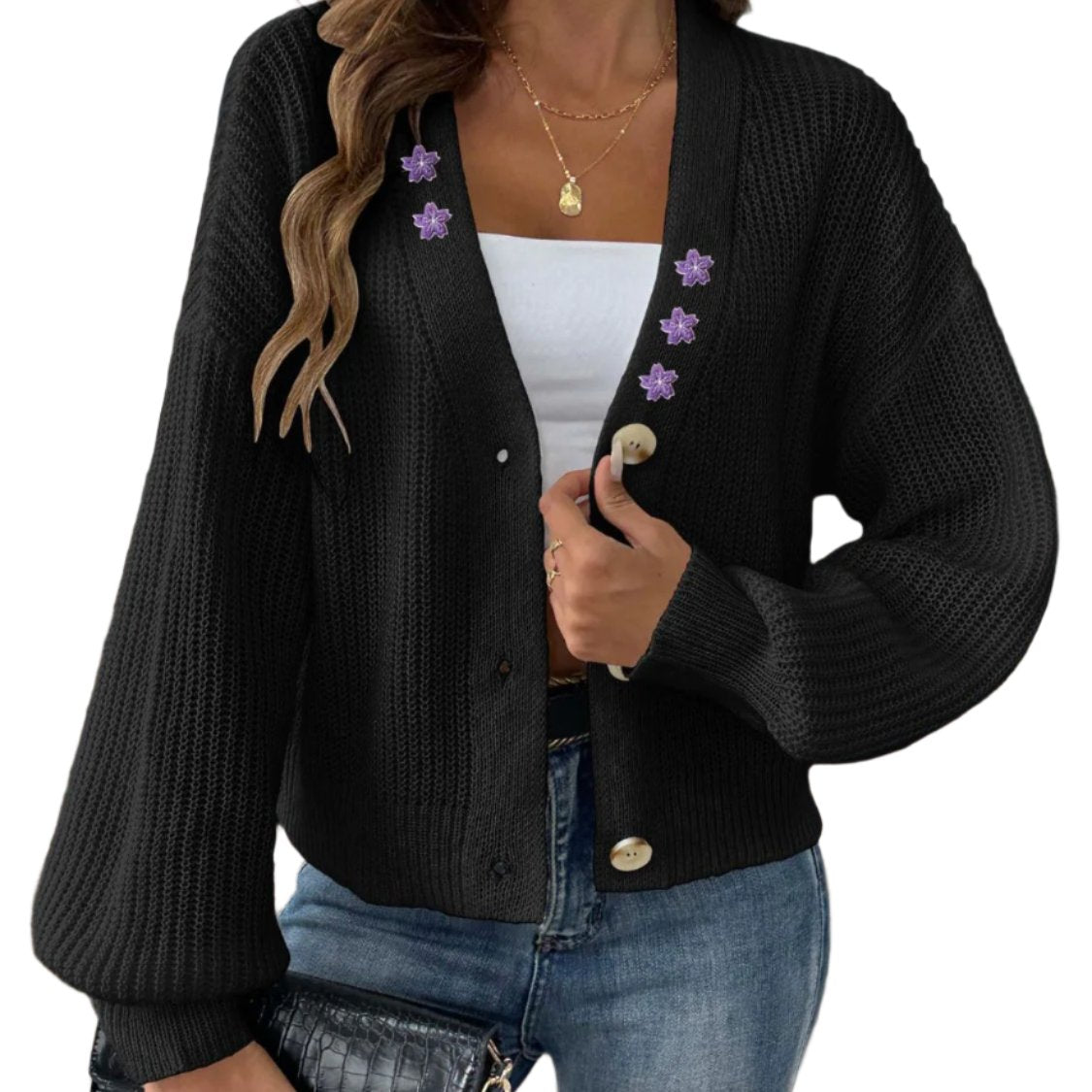 V-Neck Button Up Cardigan