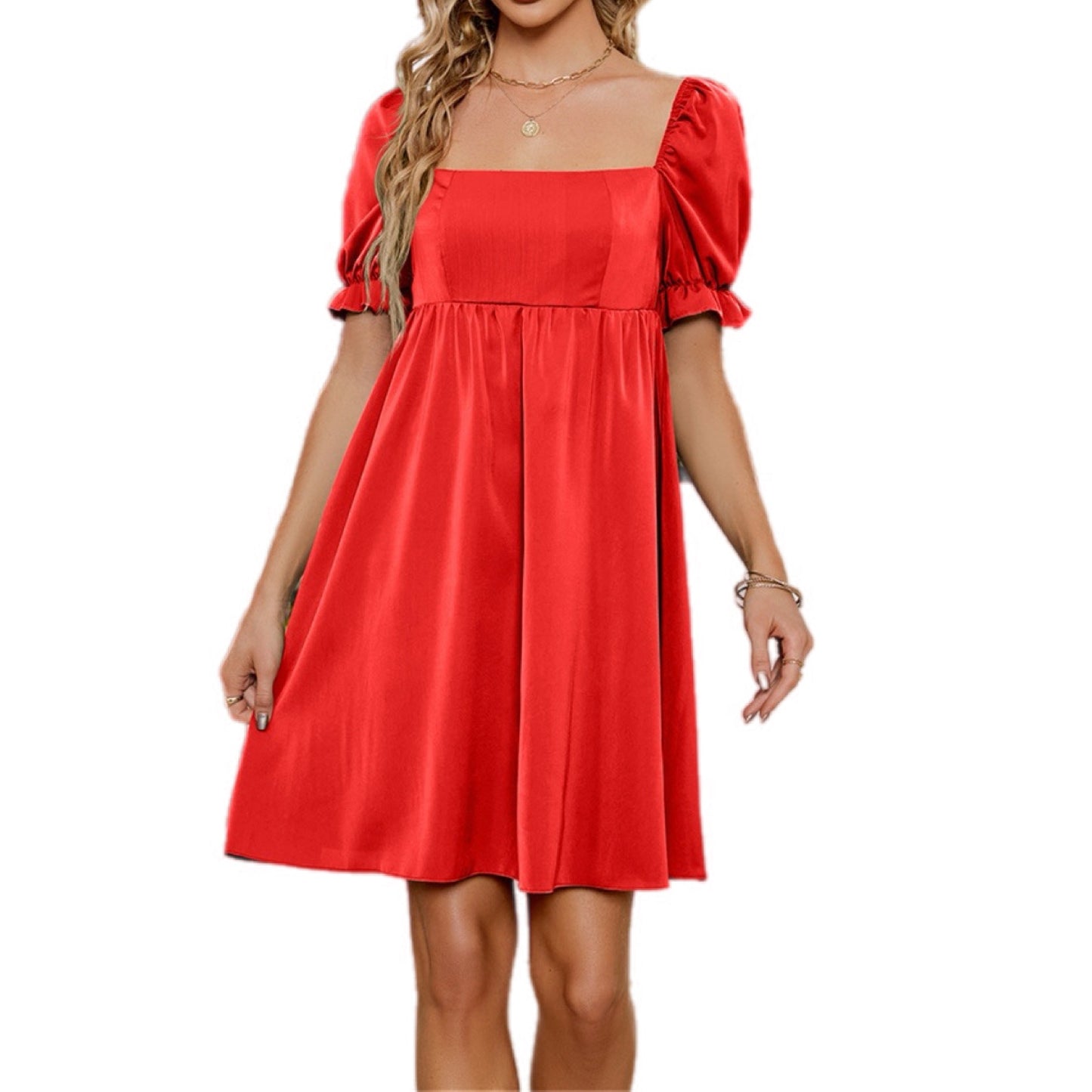 Ruched Flounce Sleeve Mini Dress