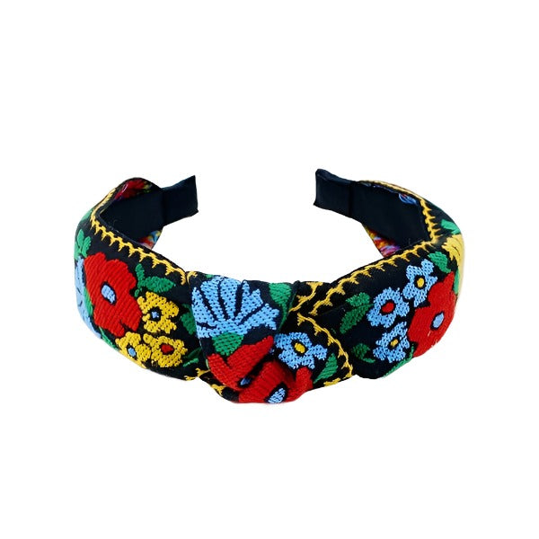 French Floral Embroidered Headband