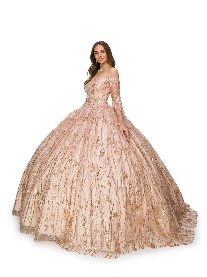 Off Shoulder Bell Sleeve Quinceanera Ball Gown