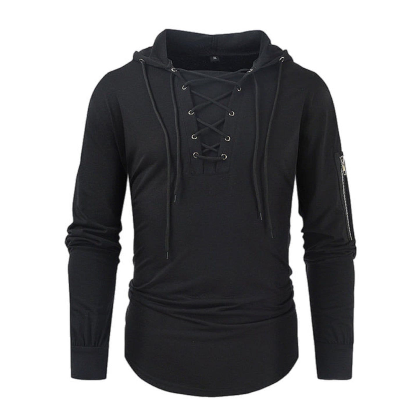 Lace Up Long Sleeve Shirt with Hood