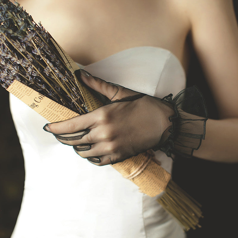 Evening Gown Gloves with Ruffles