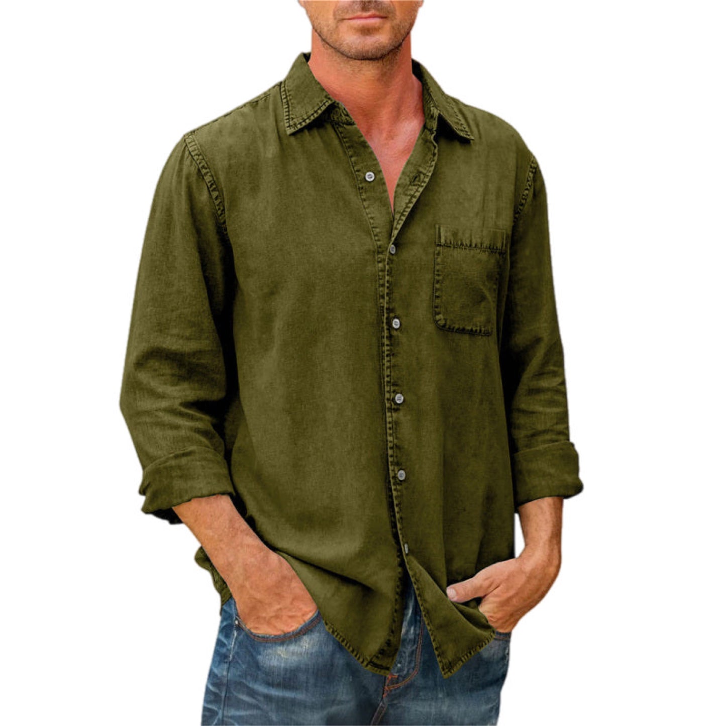 Long Sleeve Button Up Shirt Slim Fit