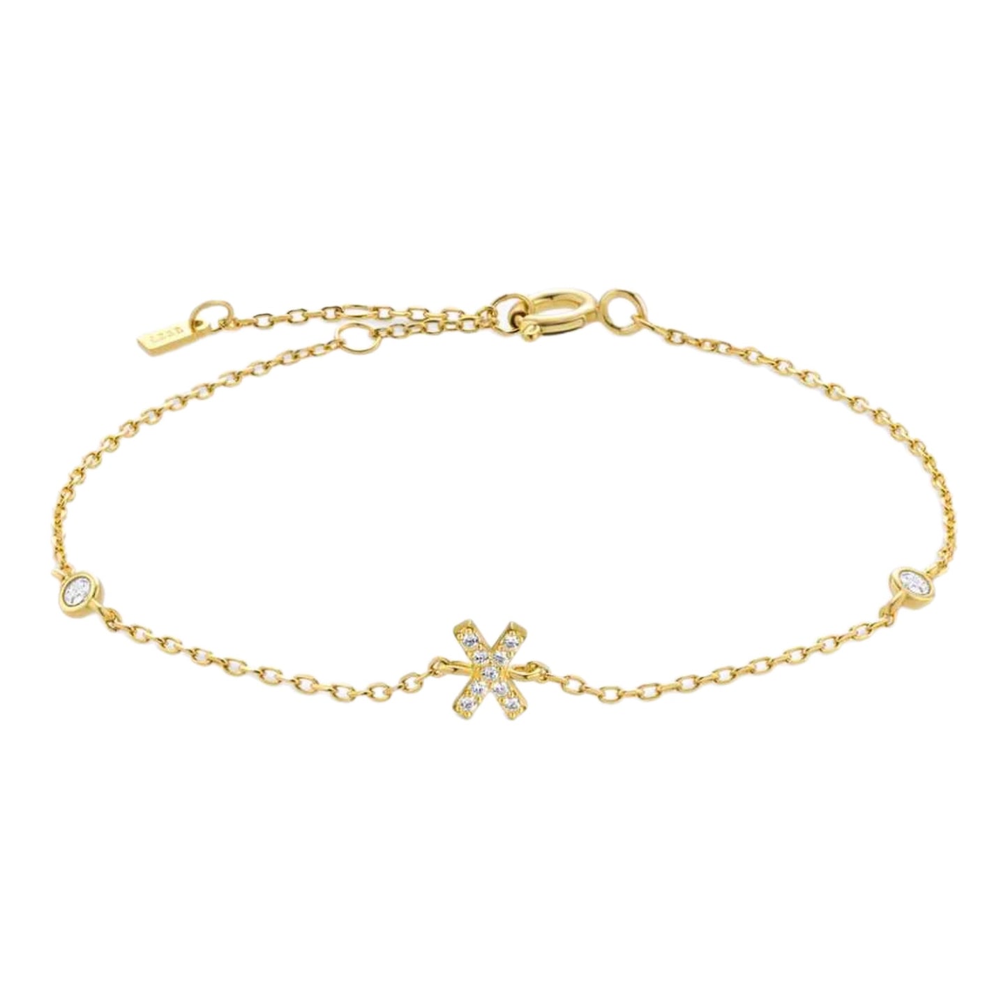 CZ Initial Charm Bracelet - V To Z