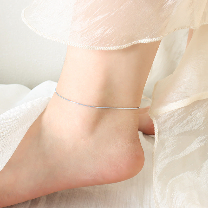 Minimal Gold or Silver Steel Chain Anklet