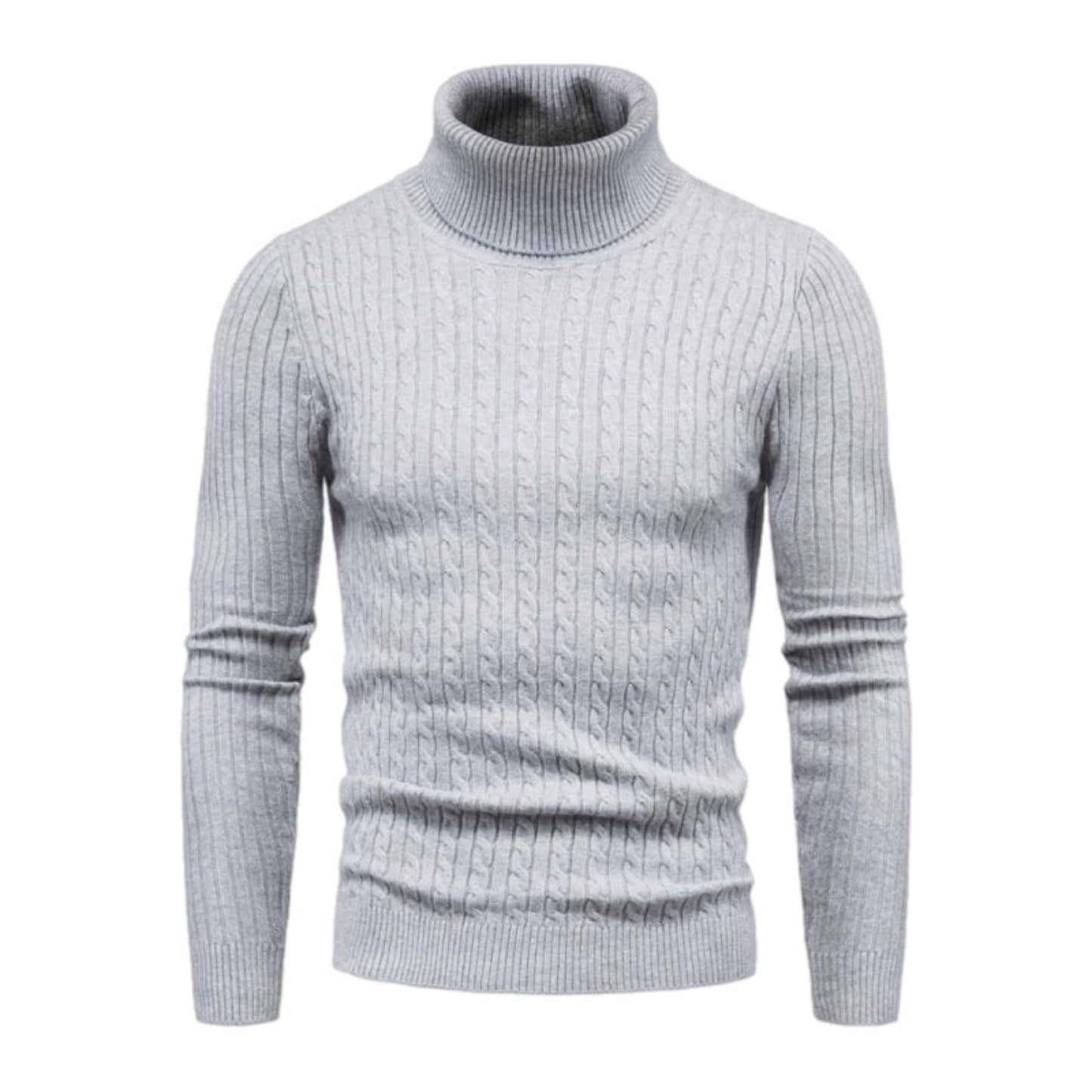 Knitted Striped Long Sleeve Turtleneck Shirt