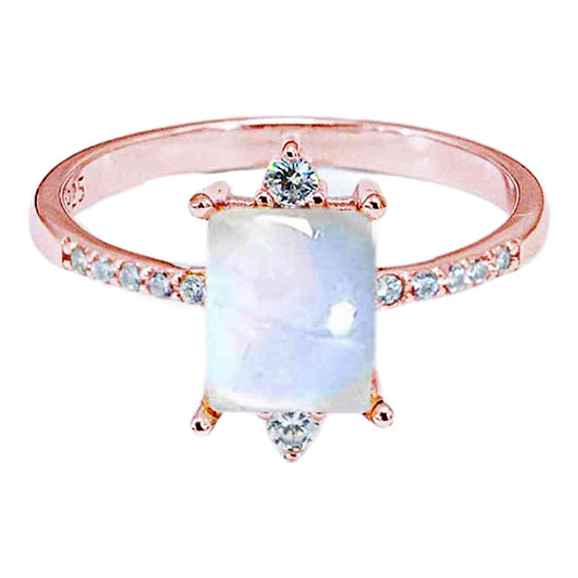 Rainbow Moonstone Rectangle Ring