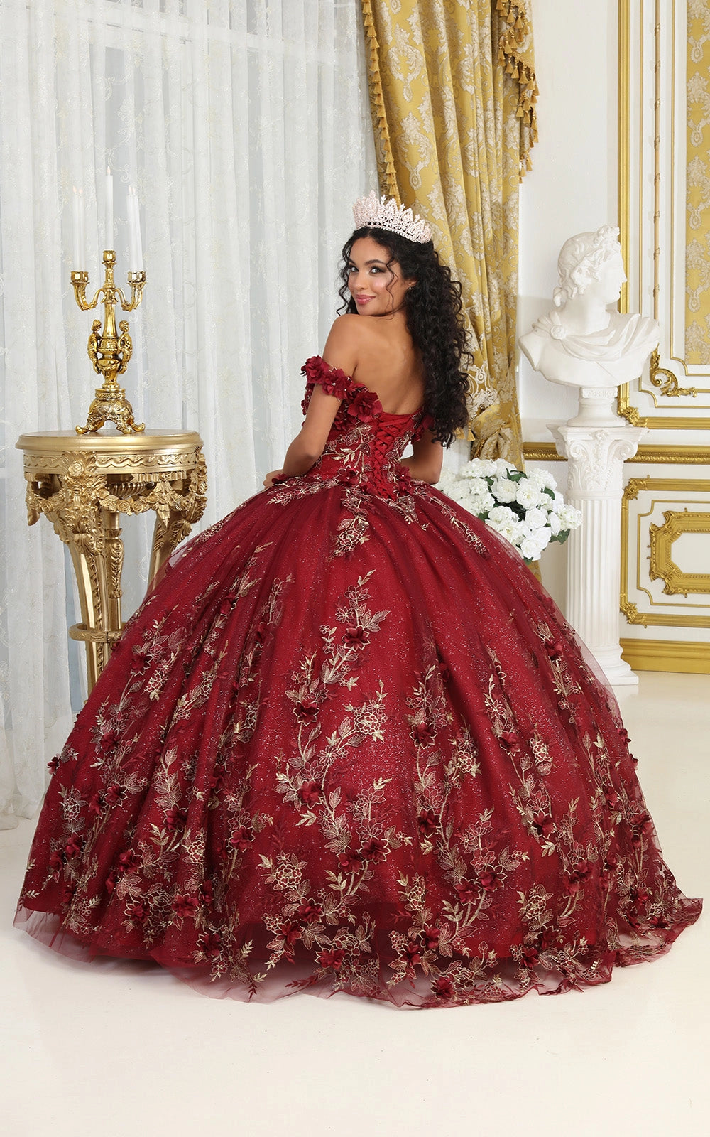 3D Floral Applique Quinceanera Ball Dress