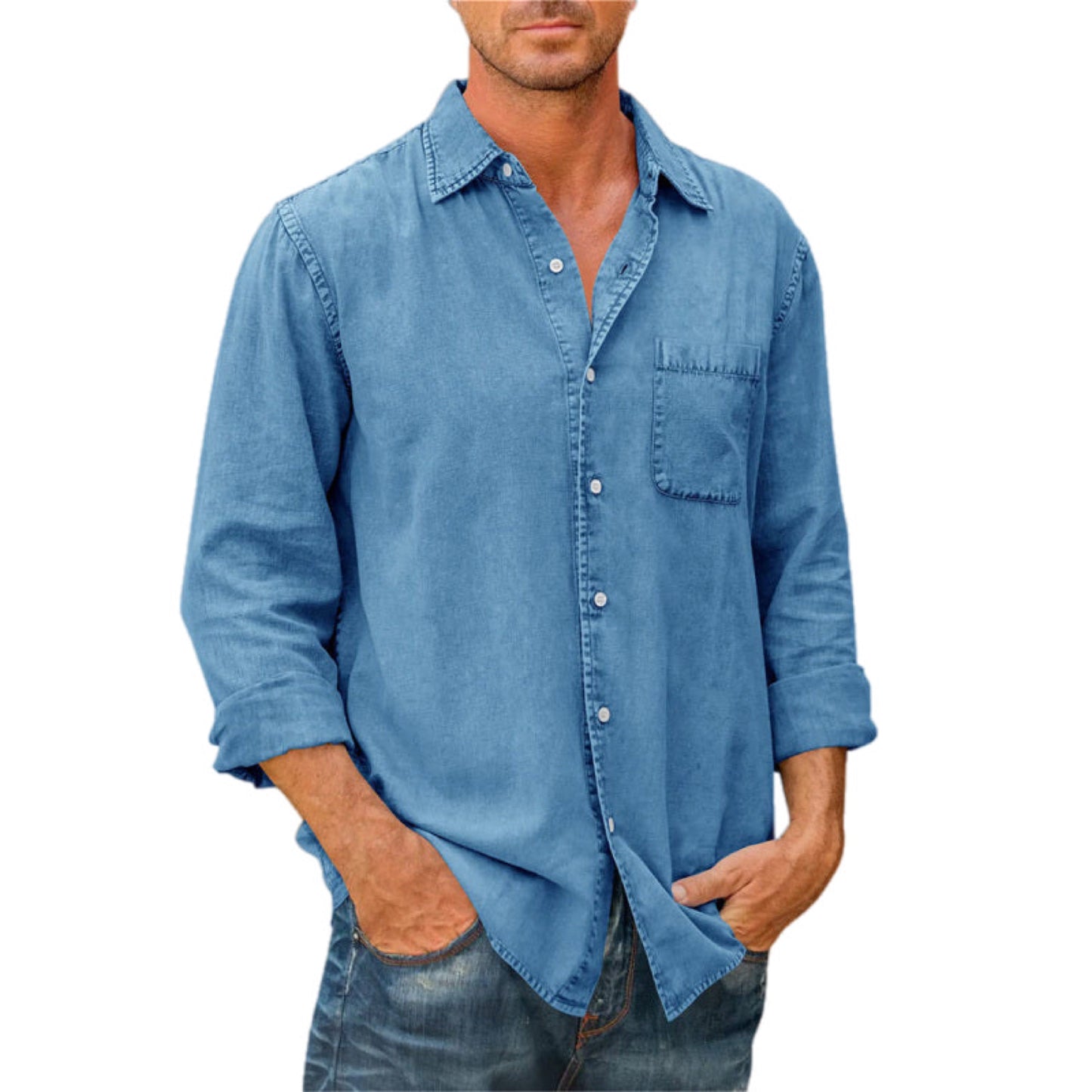 Long Sleeve Button Up Shirt Slim Fit