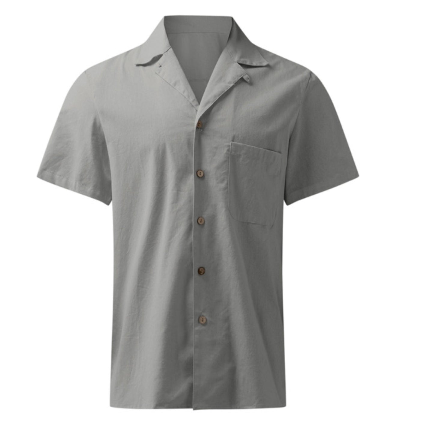 Men's Woven Linen Loose Button Up Shirt