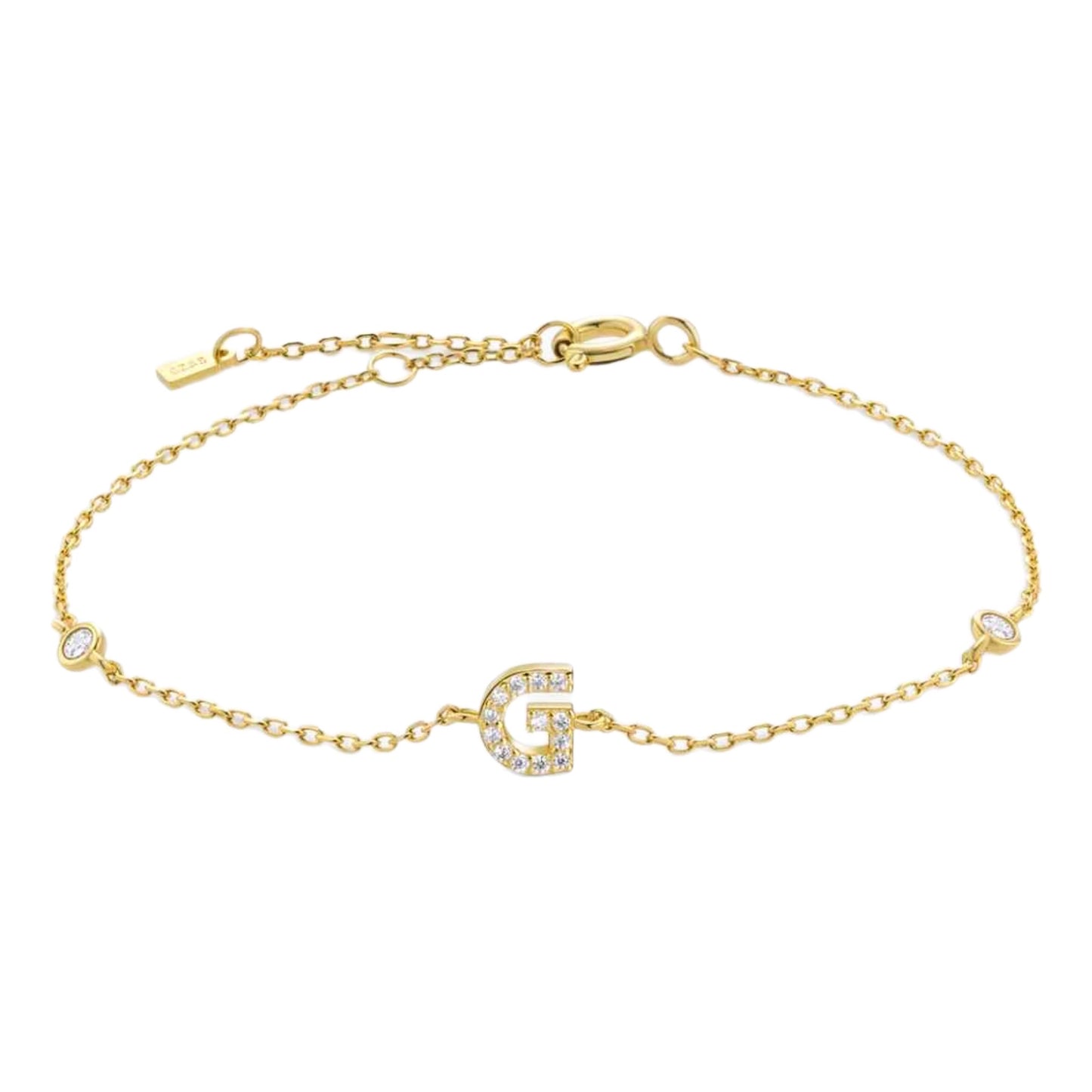 CZ Initial Charm Bracelet - G to K