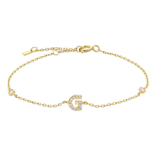 CZ Initial Charm Bracelet - G to K