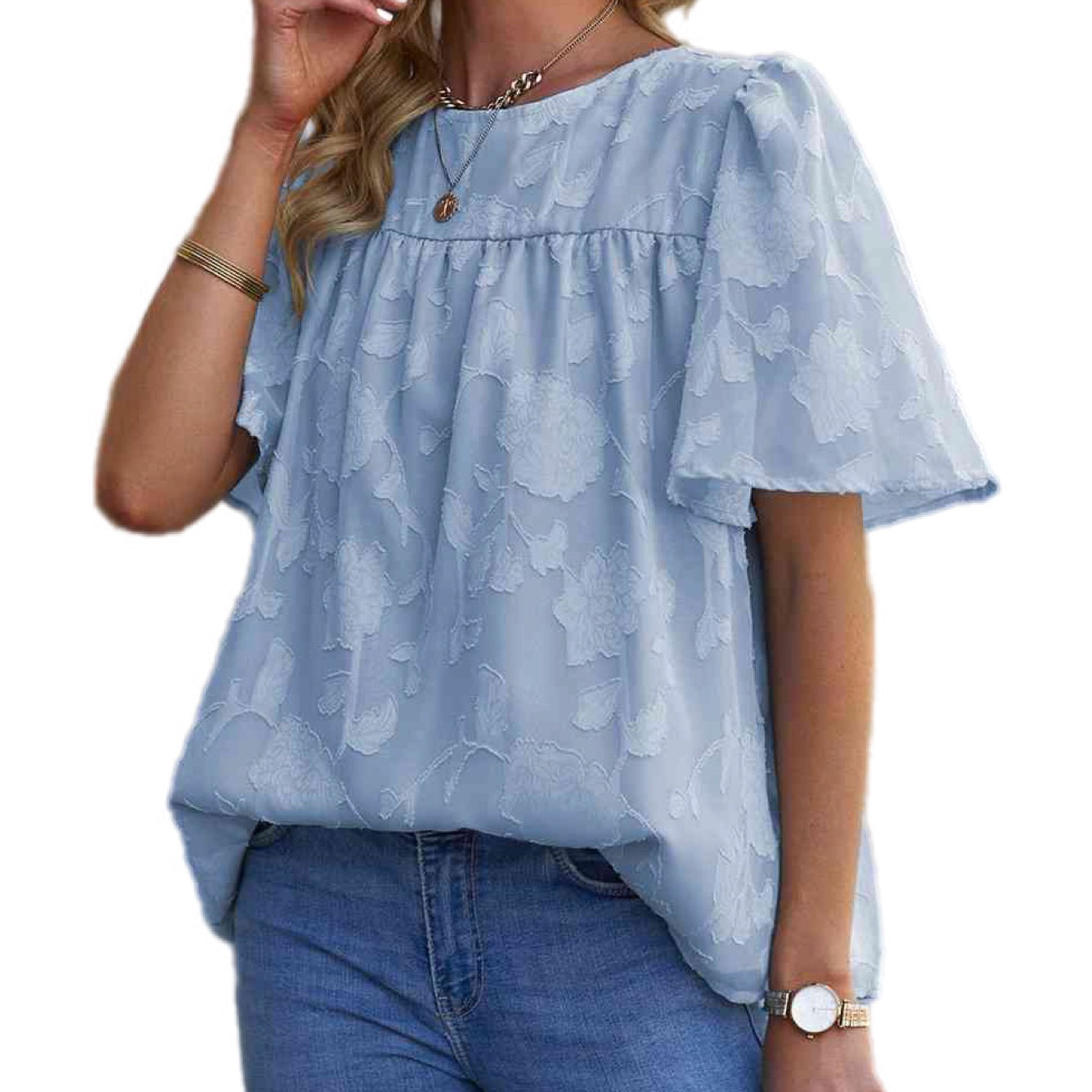 Ruched Puff Sleeve Blouse