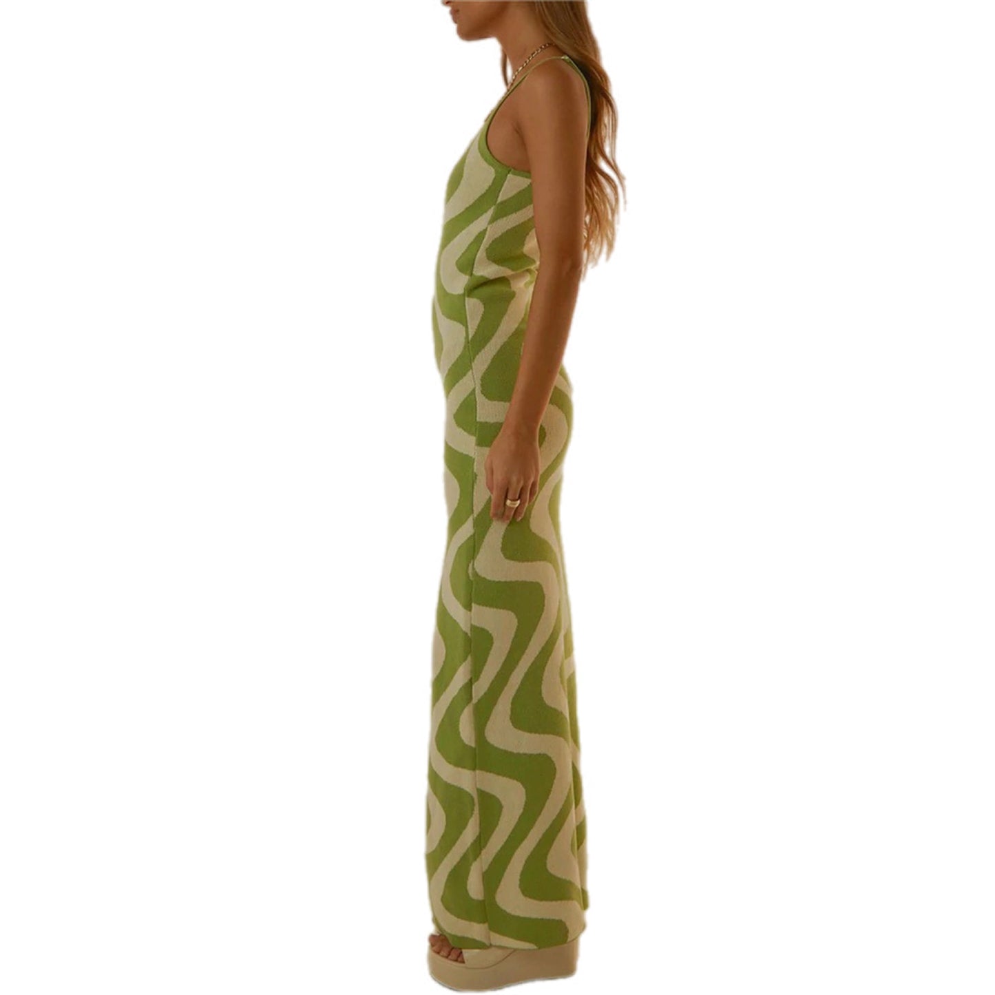 Abstract Print Spaghetti Strap Maxi Dress