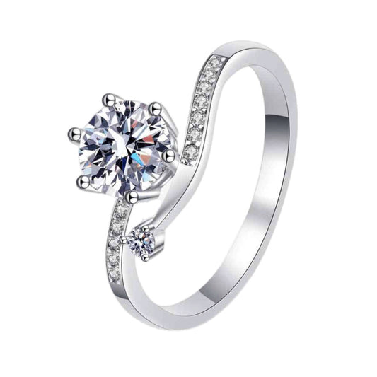 Moissanite Sterling Silver Solitaire Ring