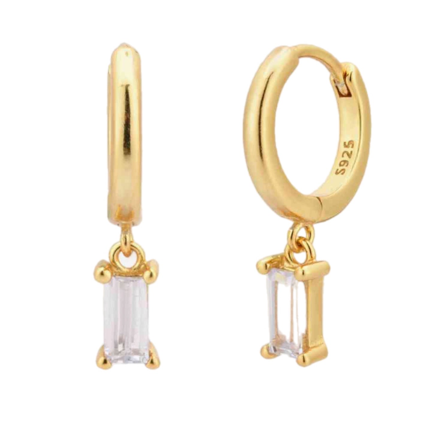 CZ Dangle Hoop Earrings