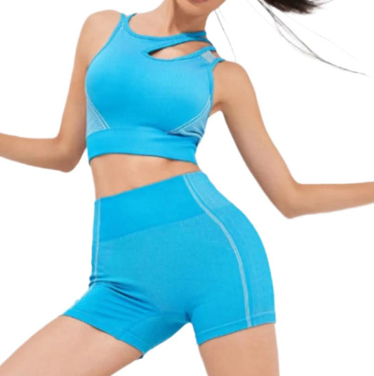 Cutout Strappy Sports Bra & Shorts Set