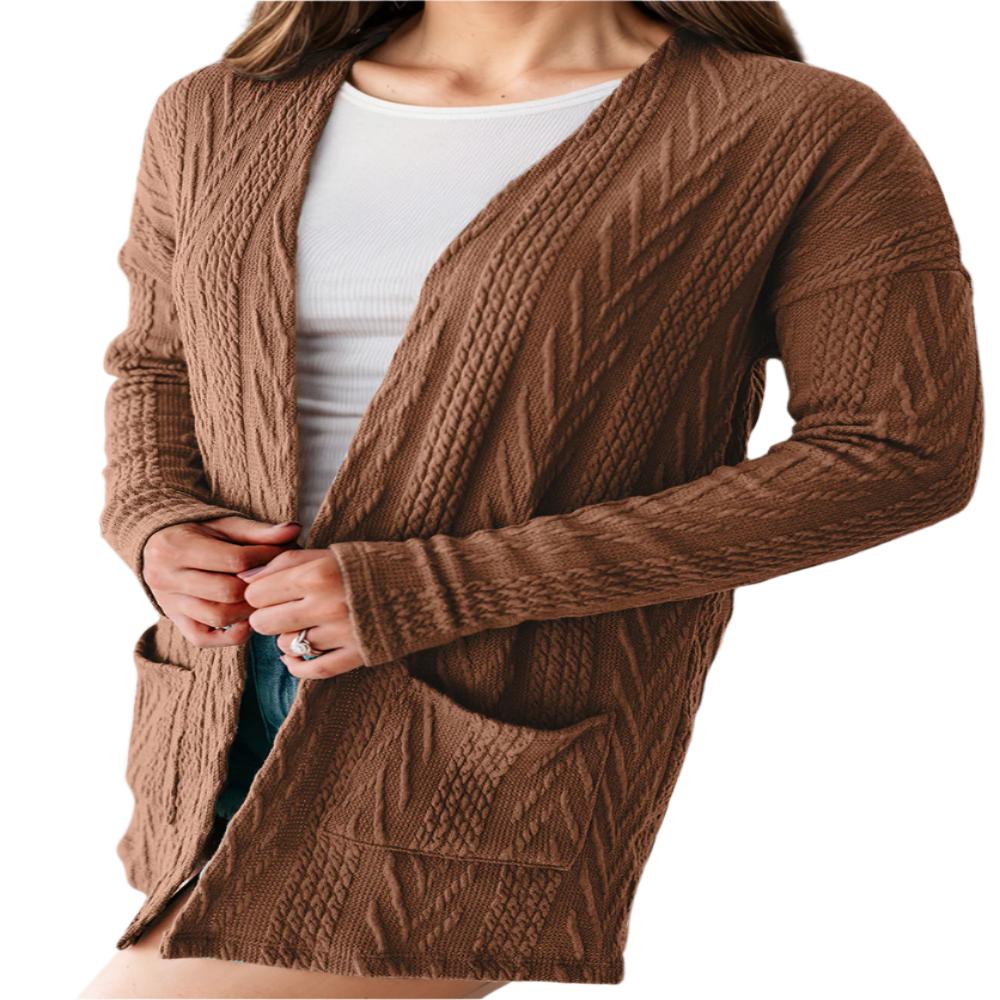 Open Front Knit Cardigan with Pockets