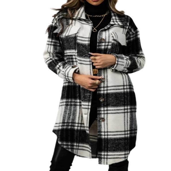 Plaid Collared Neck Coat