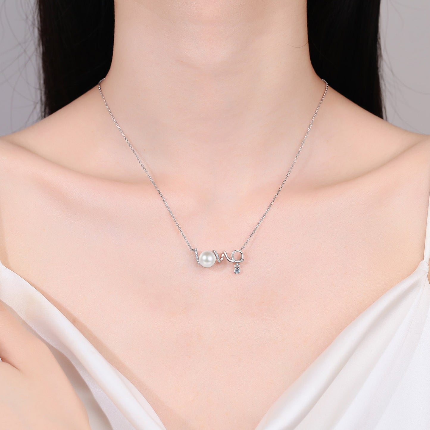 Lustrous Harmony Moissanite & Pearl Love Pendant