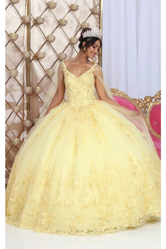 Embellishment Embroidery Quinceanera Ball Gown in Yellow