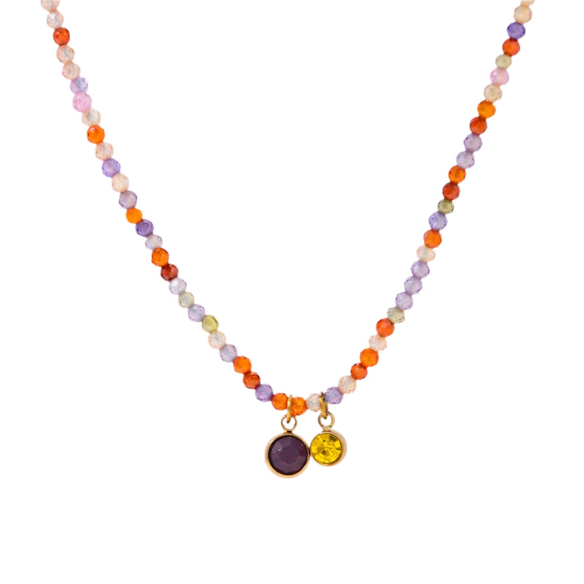 Gemstone Braded Charm Necklace