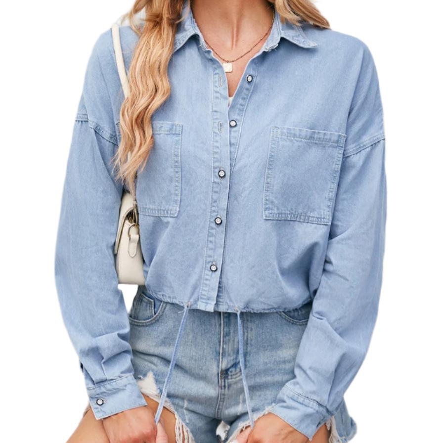 Button Up Denim Jacket with Pockets